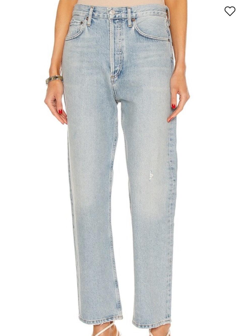 AGOLDE Light Wash High-Rise Straight Jeans - Light Blue